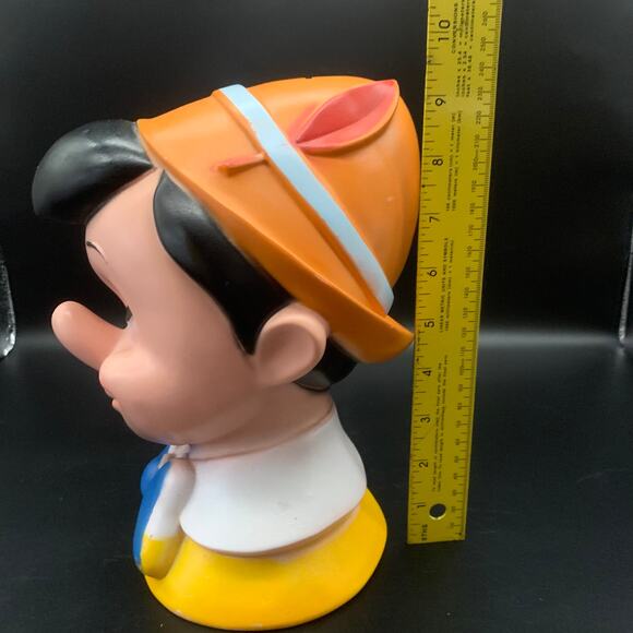 Vintage 1971 Walt Disney Pinocchio Head Bust Piggy Bank Play Pal Plastics Inc. - Picture 14 of 16
